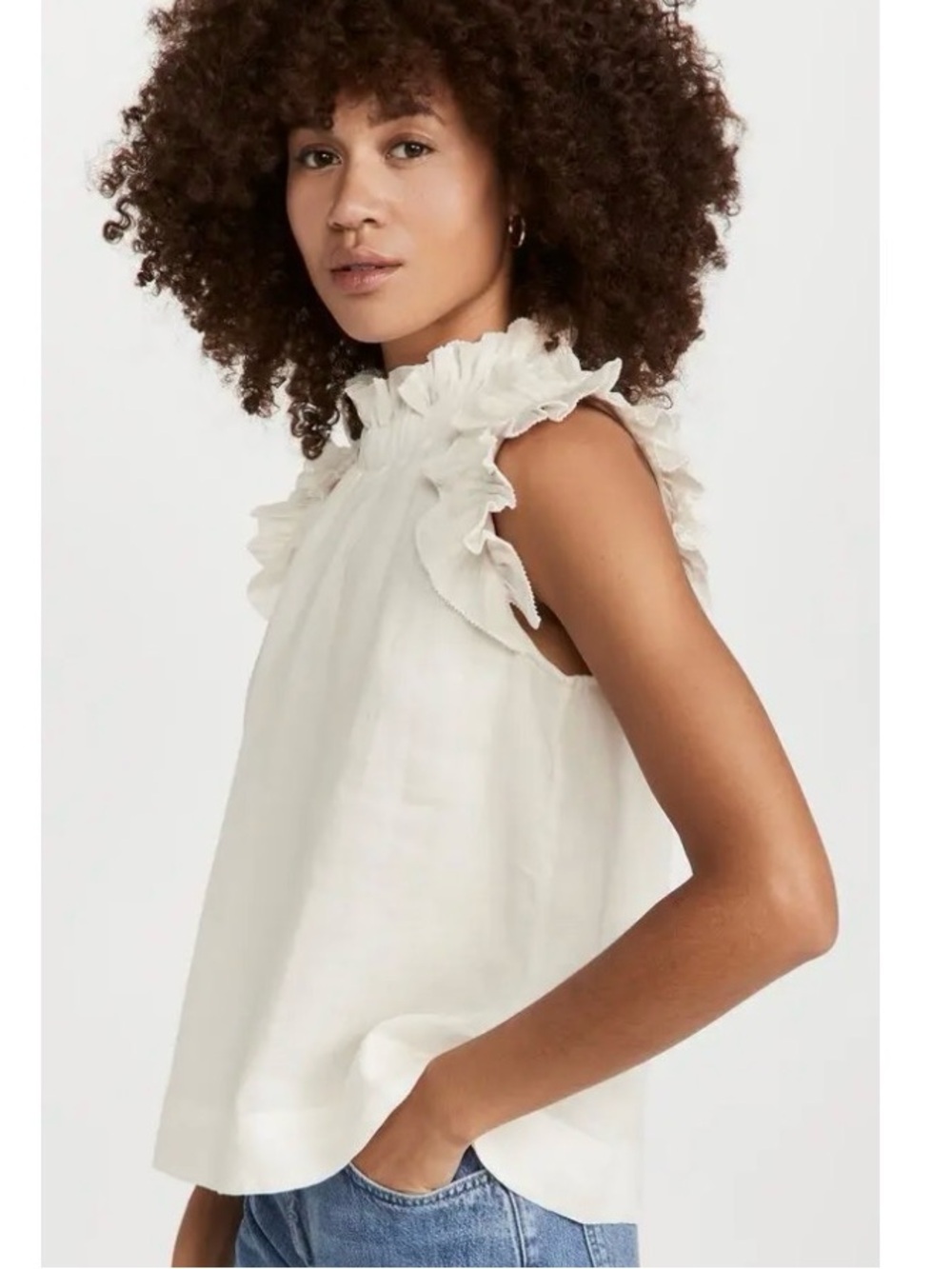 Sea New York Ramie Flutter Sleeve Top in White - size small